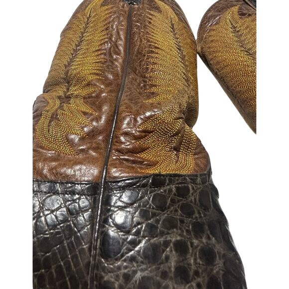 Rod Patrick crocodile Brown and Black Western Boots - Picture 6 of 10